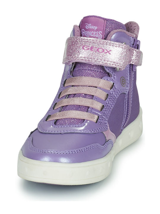 J SKYLIN Παιδικά Sneakers High Ανατομικά με Σκρατς & Φωτάκια Μωβ