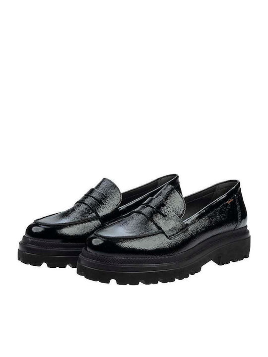 Patent Leather Women's Moccasins in Black Color