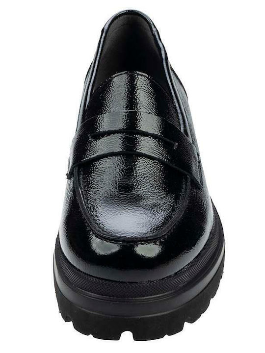 Patent Leather Women's Moccasins in Black Color