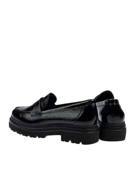 Patent Leather Women's Moccasins in Black Color