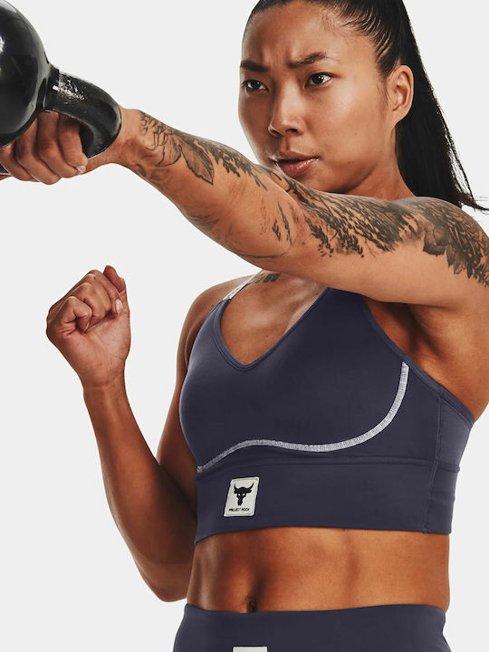 Project Rock Infinity Mid Women's Sports Bra without Padding Tempered Steel//Summit White