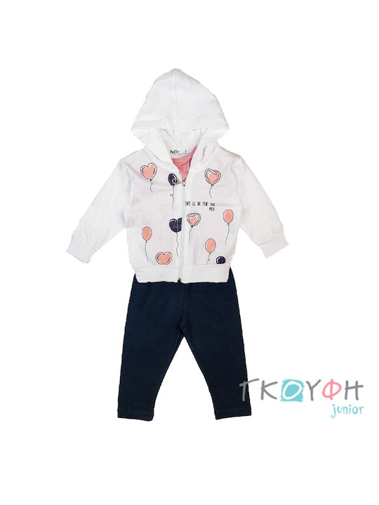 Nek Kids Wear Детски Комплект с Клин Зимно 3бр Бял