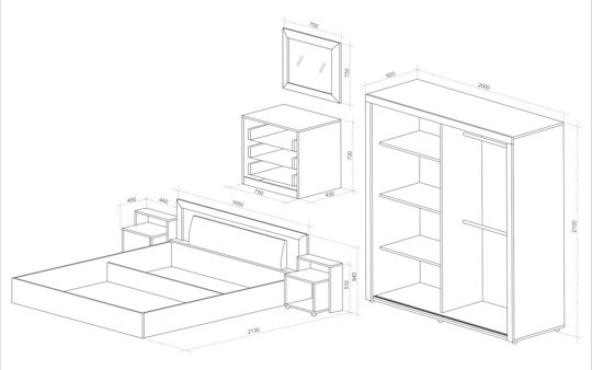 Bedroom Furniture Set Royal Βέγγε 160x200cm 5pcs