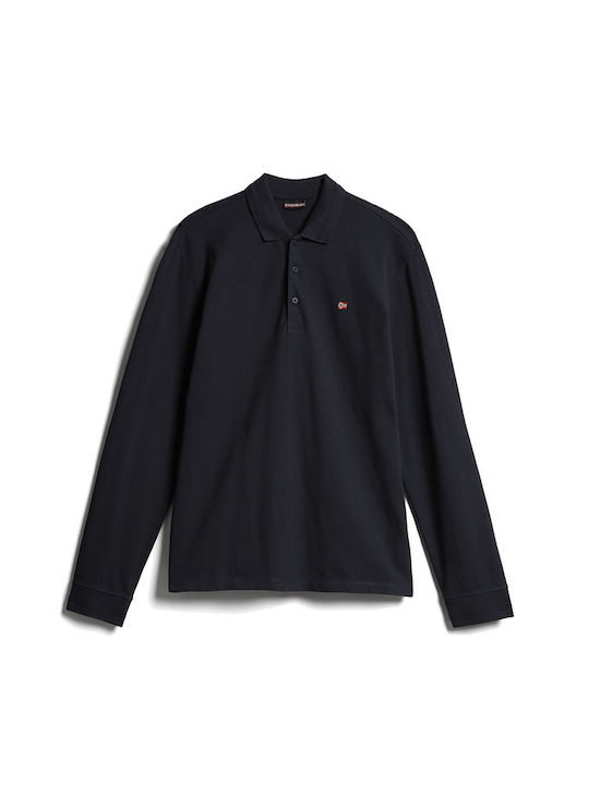 Napapijri Ealis Men's Blouse Polo Long Sleeve Navy Blue