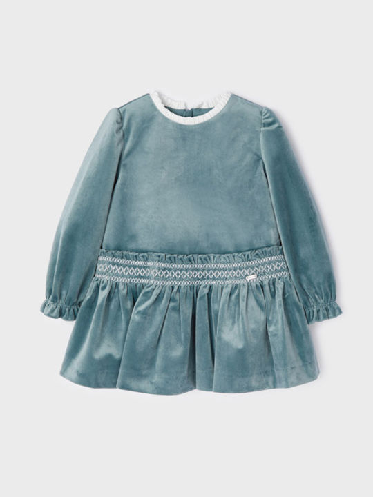 Mayoral Kids Dress Long Sleeve Turquoise