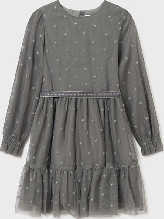 Kinderkleid Langärmelig Tüll Gray