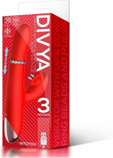 IntoYou Divya Δονητής Rabbit Vibrator With Up & Down Ring Red