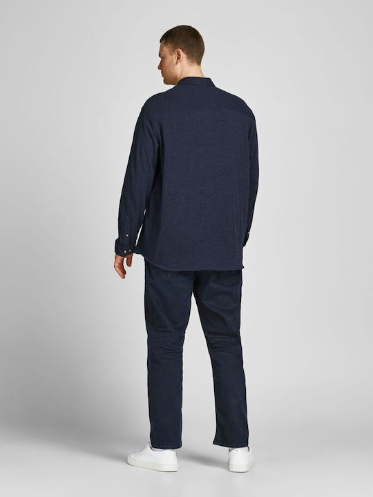 Jack & Jones Herrenhemd Langärmelig Baumwolle Marineblau