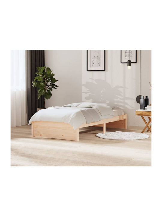 Κρεβάτι Μονό από Μασίφ Ξύλο Φυσικό με Τάβλες για Στρώμα 100x200cm
