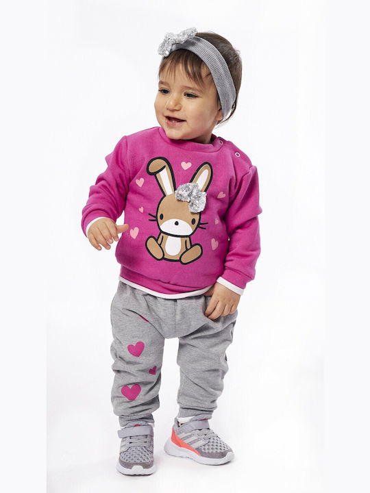 Εβίτα Kids Sweatpants Set Fuchsia 3pcs