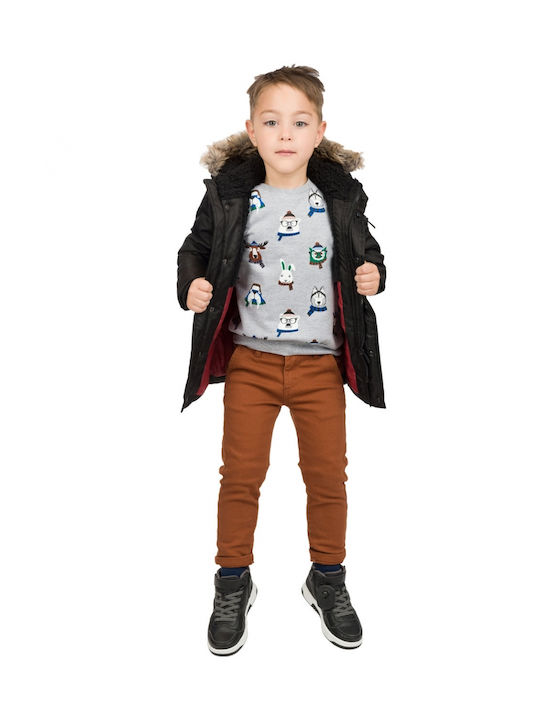 Energiers Kids Parka Long with Lining & Hood Black