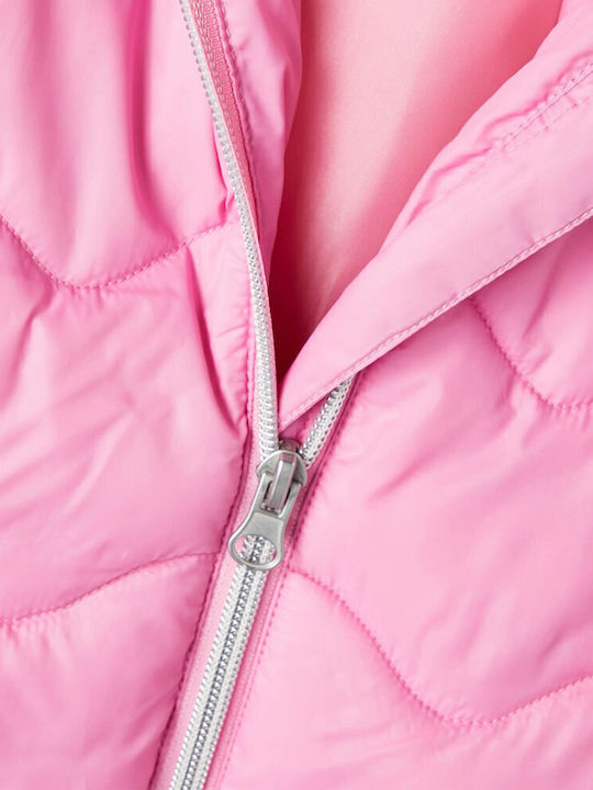 Kids' Quilted Jacket Sleeveless Short Pink
