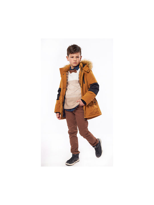 Hashtag Kinderparka Lang mit Kapuze Beige