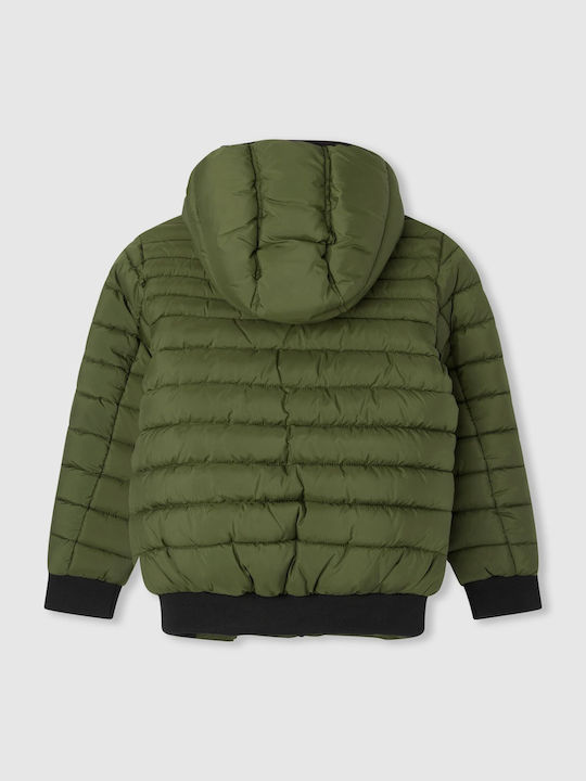 Kinder Steppjacke Kurz mit Kapuze Grün Greystoke