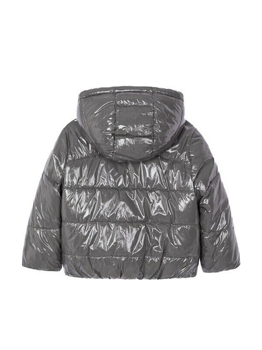 Kids' Quilted Jacket Short Double Sided with Hood Gray Ecofriends
