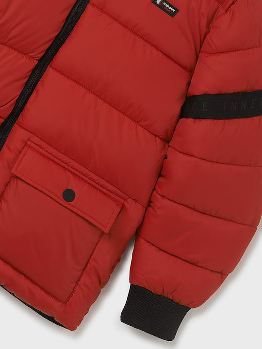 Kids' Quilted Jacket Short with Hood Red