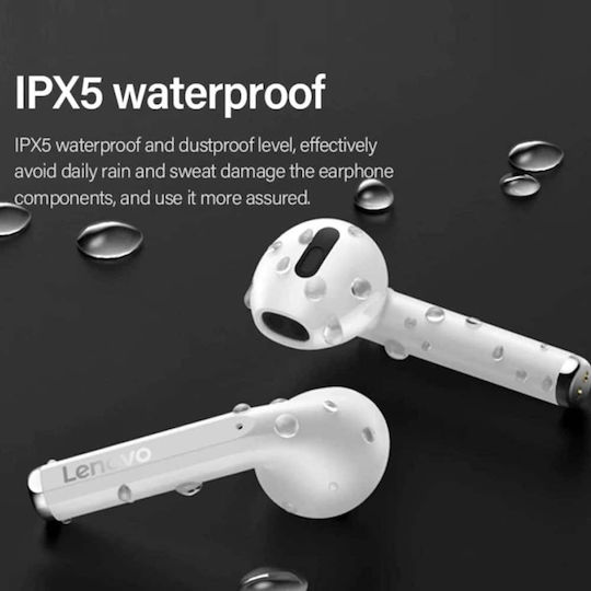 Lenovo LP2 Earbud Bluetooth Handsfree Earphones with Charging Case White
