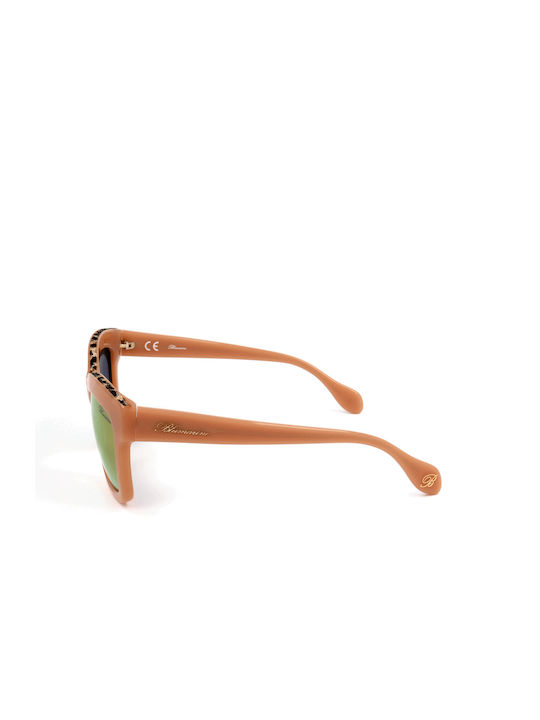 Blumarine Women's Sunglasses with Beige Acetate Frame and Gold Gradient Lenses SBM704 3GHG