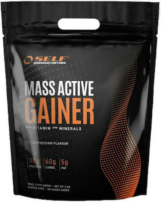 Self Omninutrition Mass Active Gainer Molkenprotein Glutenfrei mit Geschmack Cappuccino 2kg