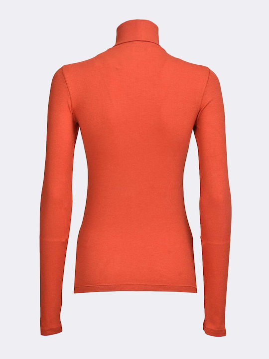 Ralph Lauren Women's Long Sleeve Sweater Cotton Turtleneck Orange