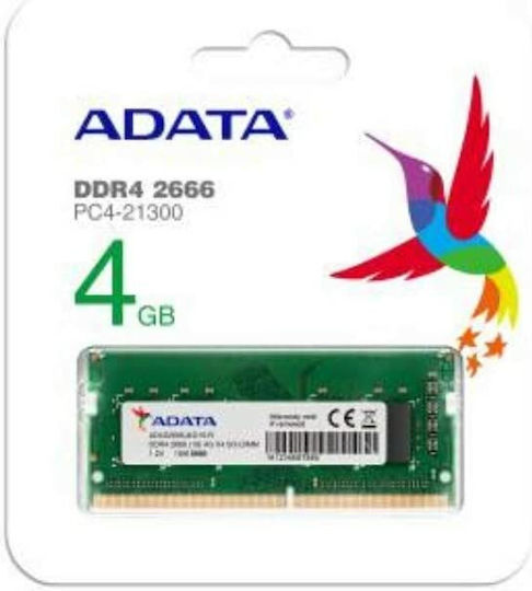 Adata DDR4 με Module 1x4GB και Ταχύτητα 2666 για Laptop