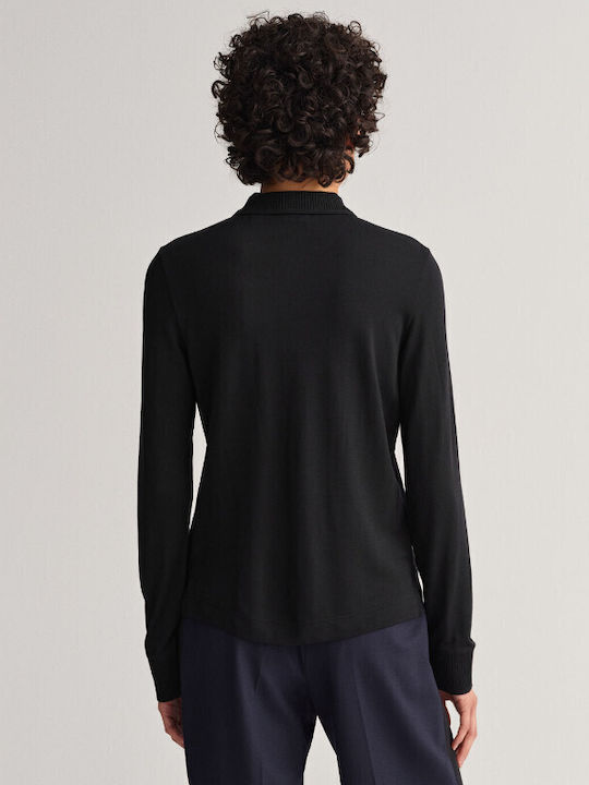 Gant Women's Polo Blouse Long Sleeve Black