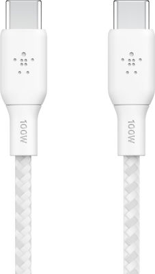Belkin Braided USB 2.0 Cable USB-C male - USB-C male Λευκό 2m (CAB014BT2MWH)