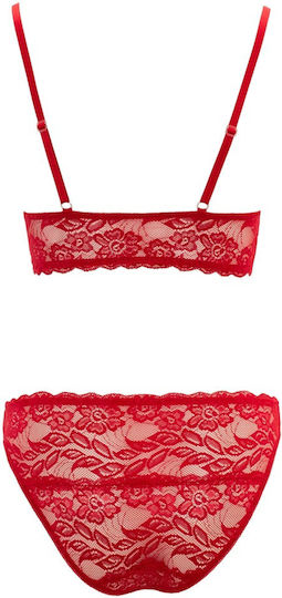 Cottelli Collection Front Fastening Bralette Briefs Sexy Dessous-Set Red 22122693021