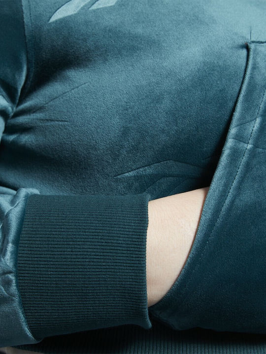 Plus Size Γυναικεία Ζακέτα Φούτερ Βελουτέ Πράσινη