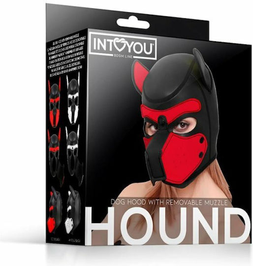 IntoYou Dog Hound With Removable Muzzle BDSM Maske Black / Red