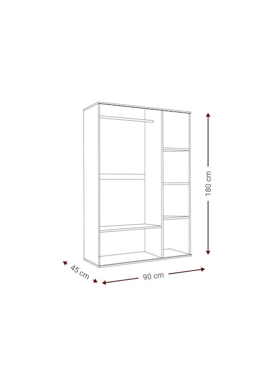 Wilson 3D Τρίφυλλη Ντουλάπα Wenge 90x45x180cm