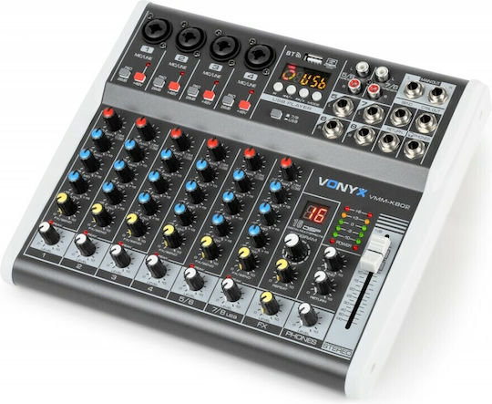Vonyx VMM-K802 172.590 Αναλογική Κονσόλα 8 Καναλιών με Phantom Power & 4 Εισόδους XLR & Bluetooth