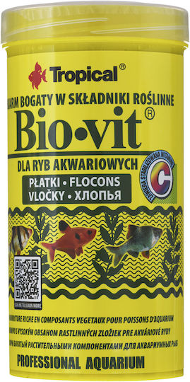 Tropical Bio-Vit Tropical Fish Food Flakes with Spirulina 250ml 50gr