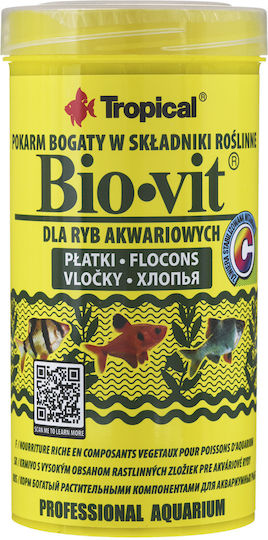 Tropical Bio-Vit Tropical Fish Food Flakes with Spirulina 250ml 50gr