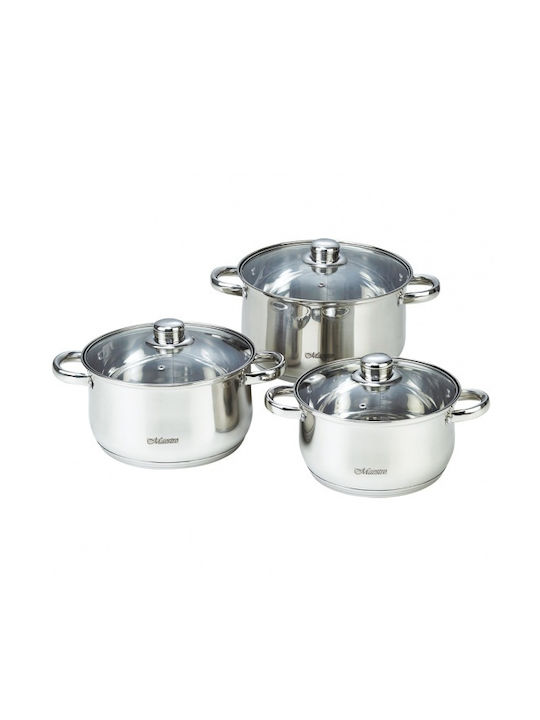 Maestro Pots Set of Stainless Steel with No Coating Silver 3pcs