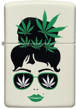 Zippo Cannabis Design Windproof Flame Lighter in White Color