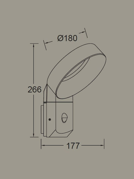 Lutec Meridian Wall-Mounted Outdoor Ceiling Light LED IP54 16W with Warm White Light 26.6x17.7x18εκ.