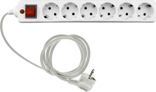 Entac ESE1.5G6-1.8-SW-SP Power Strip 6 Positions with Switch and Cable 1.8m