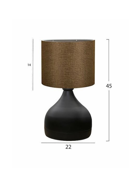 HomeMarkt Metall Tischlampe für Fassung E27 mit Braun Schirm und Schwarz Basis