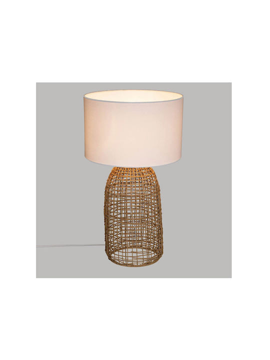 Atmosphera Karla Metal Table Lamp for E27 Fitting with White Shade and Beige Base