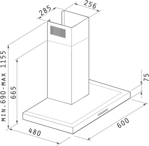 Pyramis Agilo NT Șemineu Hotă 60cm Inox
