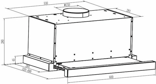 Gruppe Forte Συρόμενος Απορροφητήρας 60cm Inox