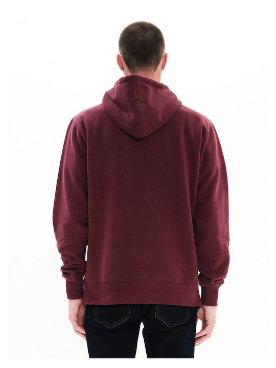 Emerson Herren Sweatshirt mit Kapuze und Taschen Wine