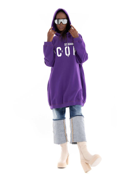 Dsquared2 Women's Long Hooded Sweatshirt Purple