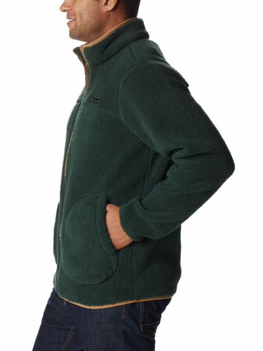 Men's Fleece Cardigan with Zipper Green
