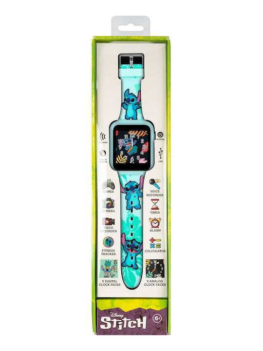Disney Kinder-Digitaluhr Stitch mit Kautschuk/Plastikarmband Türkis