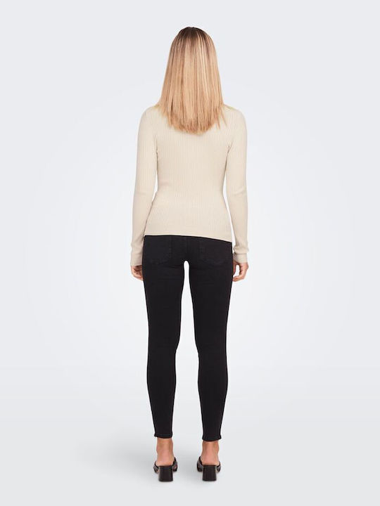 Only Women's Long Sleeve Pullover Turtleneck Beige