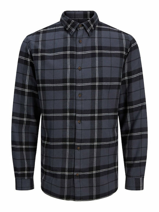 Jack & Jones Men's Shirt Long Sleeve Checked Ombre Blue