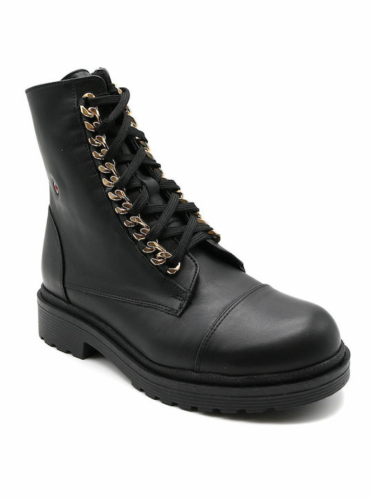 Кожени Дамски ботуши Black/Gold