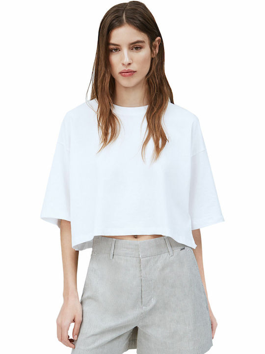 Miriam Women's Summer Crop Top Cotton Short Sleeve Beige